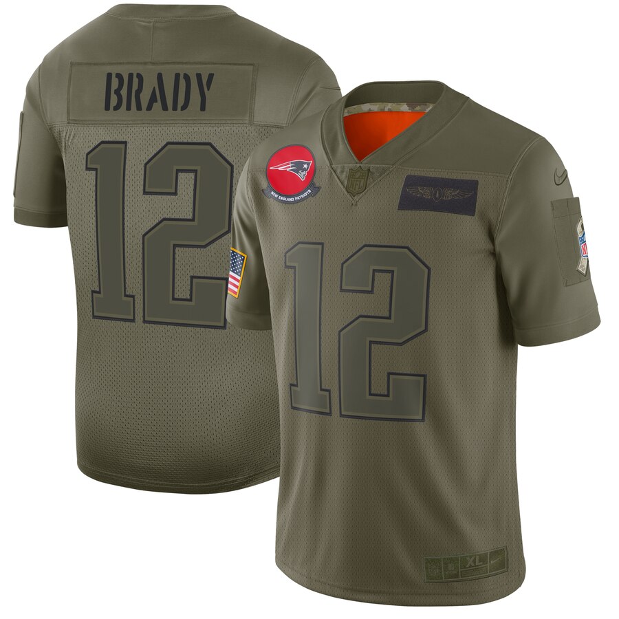 Men's New England Patriots #12 Tom Brady 2019 Camo Salute To Service Limited Stitched NFL Jersey